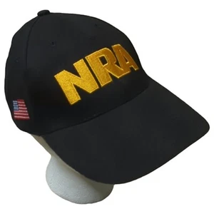 NRA Membership Black Gold Hat Cap American Flag Adjustable USA Freedom - Picture 1 of 7