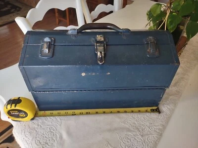 Kennedy Tool Box  Large Metal Cantilever Tombstone Coffin Hip Roof Fold Out  - Image 1 of 4