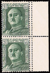 España 1949. Franco. Edifil xx 1060. Pareja . Doble dentado vertical. Lujo.Raro - Imagen 1 de 1