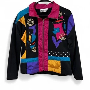 Vintage 80’s Abstract Teddi Zip-Up Jacket | Women's Size Small - Picture 1 of 4