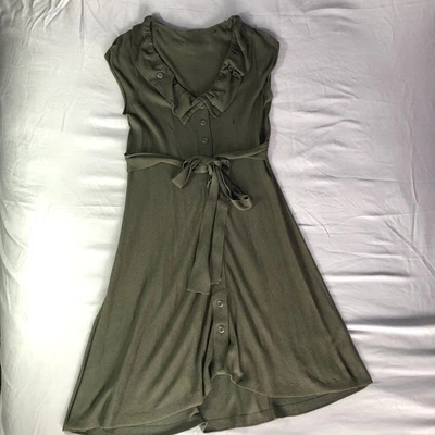 Vestido Anthropologie Gorrión Verde Algodón/Cachemira Cinturón Midi Tejido Talla XS Foto 1 de 4