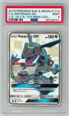 2018 POKEMON  RAYQUAZA SUN & MOON CELESTIAL STORM 177a FULL ART/  GX 2019 PSA 9 - Image 1 of 2