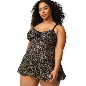 Babydoll 3X 22W 24W Torrido Negro Dorado Malla Ajuste Acampanado Inalámbrico Elastizado Luna Estrellas - Imagen 1 de 9