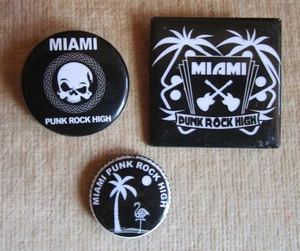 Miami Punk Rock High Lot Of 3 Buttons - The Eat, The Reactions, Charlie Pickett - Picture 1 of 2