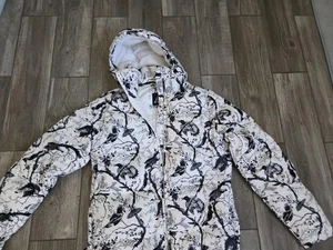 NIKE Women's Black & White Bird Puffer 800 Goose Down Fill Hooded Coat Sz M-EUC - Picture 1 of 8