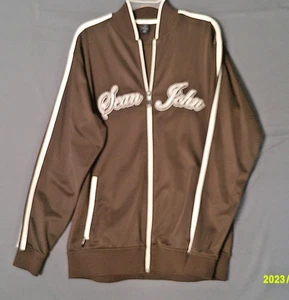 Chaqueta deportiva vintage Sean John Script para hombre marrón oscuro XL cremallera completa holgada - Imagen 1 de 10
