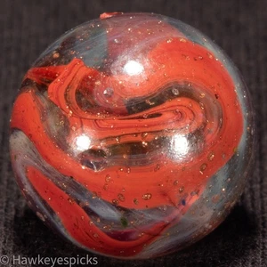 D.A.S. DOUBLE DECAD LUTZ OXBLOOD Swirl Marble 23/32" Mint- Hawkeyespicks - Picture 1 of 6