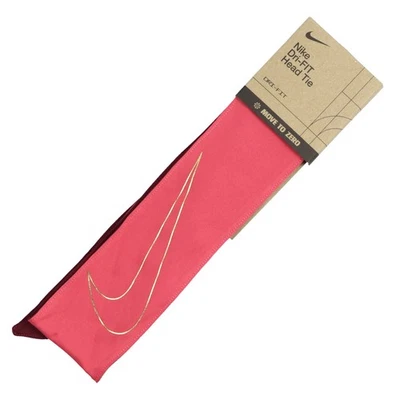 Gravata de cabeça reversível Nike Dri-FIT tamanho único ouro rosa borgonha - Imagem 1 de 2