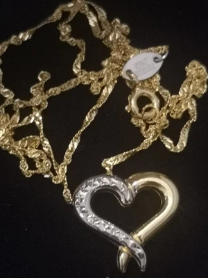 Collar Corazón Oro 9 quilates Unido Sobre Plata Preciosa Calidad Estado Impecable Foto 1 de 4