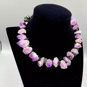 KIVVA Amethyst and Black Tourmaline Choker Necklace - Picture 1 of 7