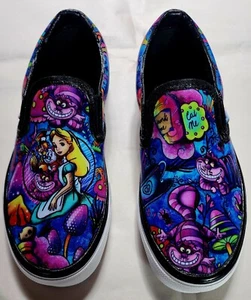VANS Shoes Custom Hand Detailed Slip On Women's Alice ANY SIZE AVAILABLE  - Picture 1 of 4