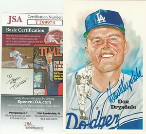 DON DRYSDALE SIGNED PEREZ STEELE POST CARD 1984 HALL OF FAME BROOKLYN DODGER JSA - Bild 1 von 5