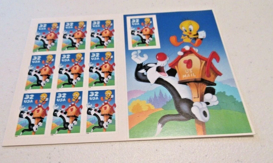 USPS Scott #3205 32c Sylvester & Tweety Bird w/Perf Pane MNH LOONEY TUNES - Image 1 of 2