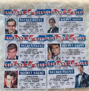 All 6 James Bond License To Kill Cards 007 Movie Novelty Spy Secret Agent