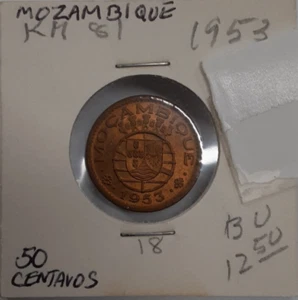 Moneda de bronce de 50 centavos de Mozambique 1953 BU con tono - Imagen 1 de 3