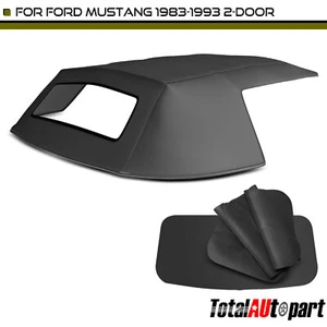 Convertible Soft Top w/ Clear Plastic Window for Ford Mustang 1983-1993 Black - Picture 1 of 8