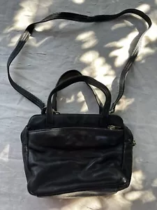 LIZ CLAIBORNE Handle Tote Crossbody Handle Bag Purse Black Leather vintage Y2K - Picture 1 of 5
