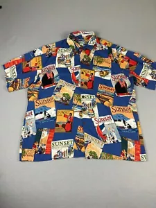 Camisa de Colección Reyn Spooner Para Hombres Grande Azul Camisa Hawaiana Segunda Guerra Mundial Playa Surf Rayón - Imagen 1 de 8