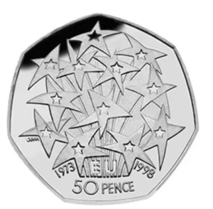 EU STARS 1998 - Rare 50p Circulated Coin *Average Condition* - Picture 1 of 3