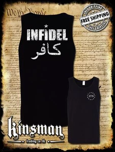 Infidel 2-Sided Tank Top T-Shirt - USA Patriotic Freedom Military Pro Gun Rights - Picture 1 of 3