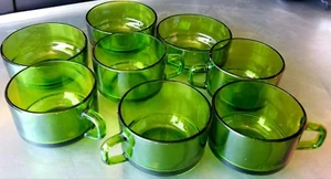 8pc set DURAX Emerald Green Glass cups and bowls Vintage - Picture 1 of 4