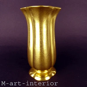 Art Déco Porzellan Vase Gold Overlay Blumen-Relief Pickard USA um 1930 - Picture 1 of 8