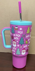 Meoky Christmas Tumbler 40oz With Handle & Metal Straw - Picture 1 of 5
