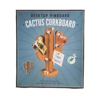 Desktop Pinboard Cactus Corkboard, 12 Gecko Pins Included - Image 1 of 3