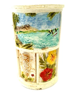 India Ink of CA 9-panel multicolor VASE 4.5" x 2-3/4"D Beach Surf Board Guitar++ - Picture 1 of 12