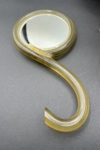 Vintage Lucite Vanity Mirror, Hand Held, Two Sided, Magnifying, Unique Curve - Picture 1 of 8