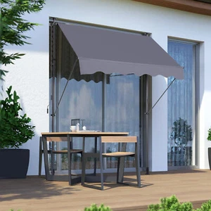 Patio Awning Manual Retractable Sun Shade Canopy Outdoor Deck Shelter 78in - Picture 1 of 8