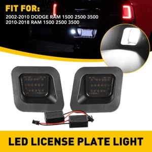 For 2003-2018 Dodge Ram 1500 2500 3500 SMOKED LEN LED Rear License Plate Lights - Picture 1 of 15