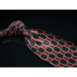 Vintage Bruno Rossi schwarz rot geometrisch 100 % Seide Herren Designer Krawatte - Bild 1 von 5