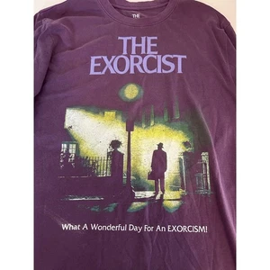 THE EXORCIST Graphic Tee NEW Long Sleeve Purple Cotton Poly Size M - Picture 1 of 5