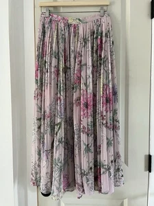 Maxi Falda H&M Rosa Floral Jardín Plisada Talla 8 - Imagen 1 de 11
