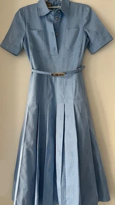 Gucci классический бант креп платье светло-синий, размер 38 США средний - Изображение 1 из 4