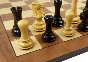 4 Q Black &Natural Empire Modern Staunton Wood Chess Set w19" Walnut Maple Board - Picture 1 of 6