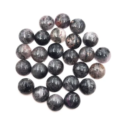Natural Black Rutile Quartz Round Cabochon Stone Lot 25 Pcs 11 MM 140 CT - Image 1 of 4