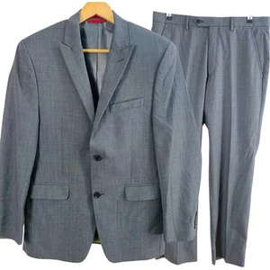 Alfani Sz 38S Men's Slim Fit Wool Sport Coat Blazer Jacket Black Gray Lined Work - Picture 1 of 15