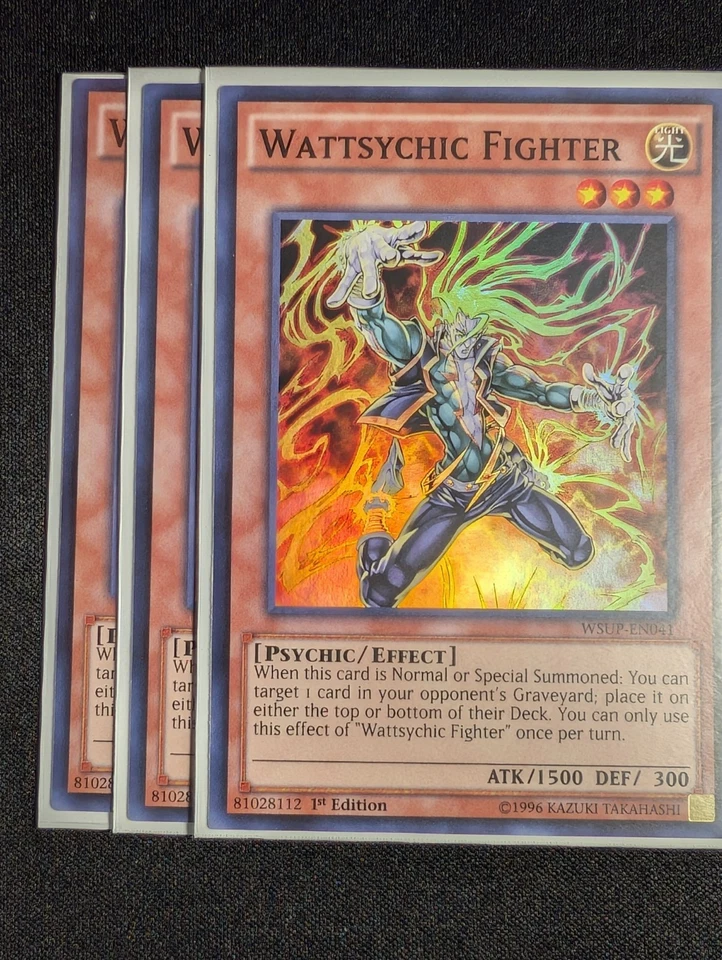 Yugioh - 3x Wattsychic Fighter WSUP-EN041  1st Edition Super Rare NM - Image 1 of 1