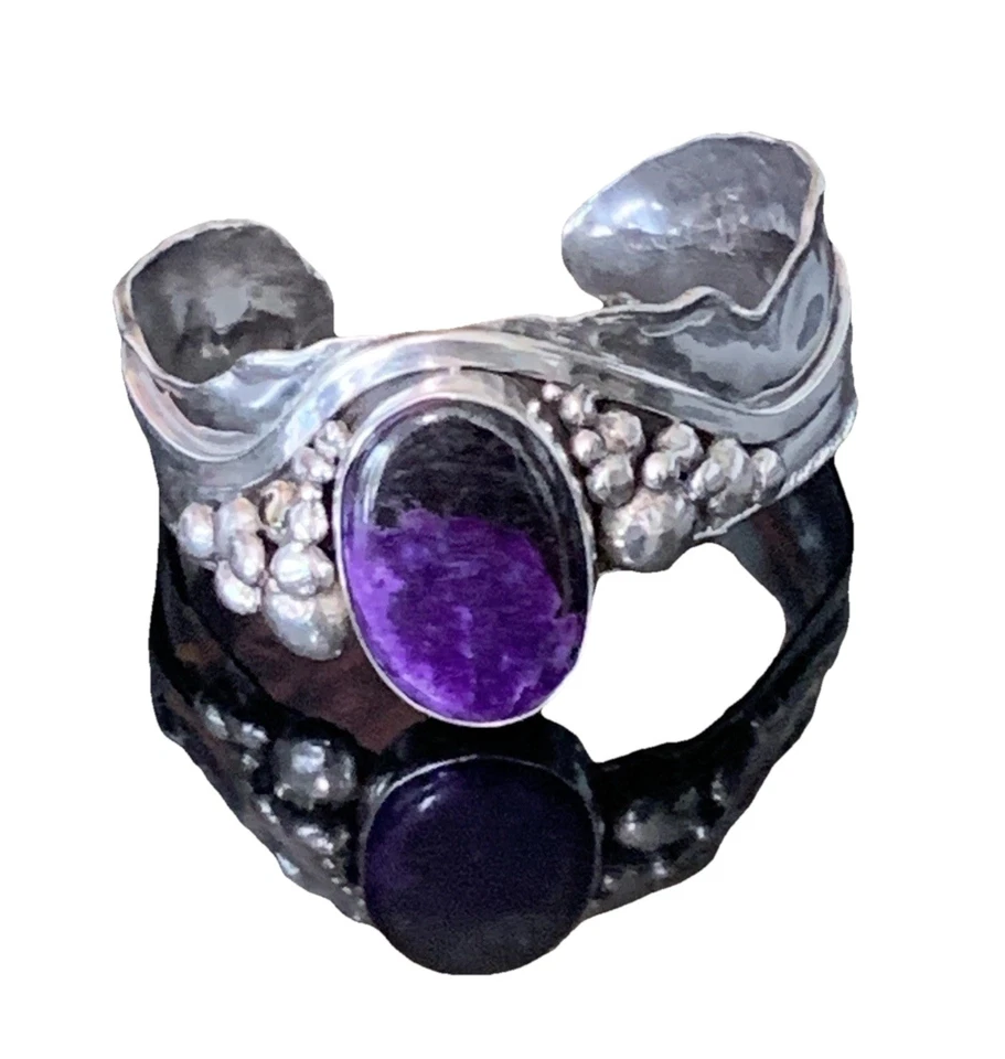 Donald Marksz of Palm Beach Brutalist Sugilite Sterling Silver Cuff Bracelet VTG - Image 1 of 4