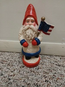 VTG Ceramic Belsnickel 8" PATRIOTIC SANTA Folk Art Figurine Santa’s Workbench!! - Picture 1 of 9