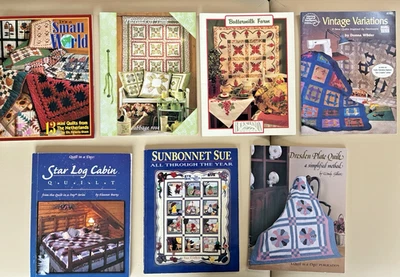 Vintage Quilting Books Lot of 7 LOG CABIN DRESDEN PLATE SUNBONNET SUE 1980-90s - Image 1 of 4