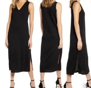 NWT ANTHROPOLOGIE PAIGE BLACK SAGE MIDI DRESS SIZE MEDIUM - RETAIL 150+ - Picture 1 of 5