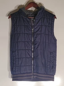 Pacific Trail Vest Mens Small Blue Quilted Sleeveless Hoodie Zipper - Picture 1 of 11