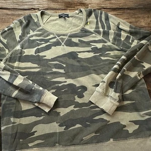 Lucky Brand Sweatshirt Women XL Green Camo Crew Neck Long Sleeve Top Army EUC - Picture 1 of 8
