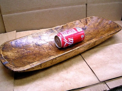 Hand Carved Wooden Dough Bowl Bread Trencher, distressed, 2945 - Image 1 of 4