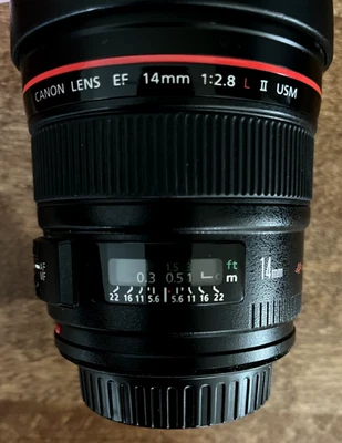 Canon EF 14mm f2.8 L II USM Lens - Excelent Condition - Image 1 of 4