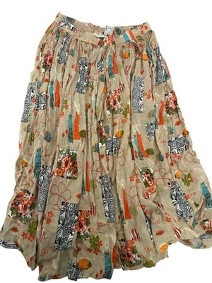 White Stag Womens 16W Boho Crinkle Skirt Whipped Latte Multicolor Broomstick - Image 1 of 4