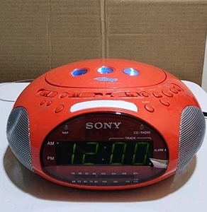 Red SONY Dream Machine PSYC ICF-CD831 Radio/CD Player/Alarm-WORKS GREAT! - Picture 1 of 10